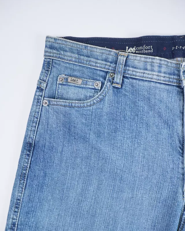 Light Wash Comfort-Waistband Straight Jeans