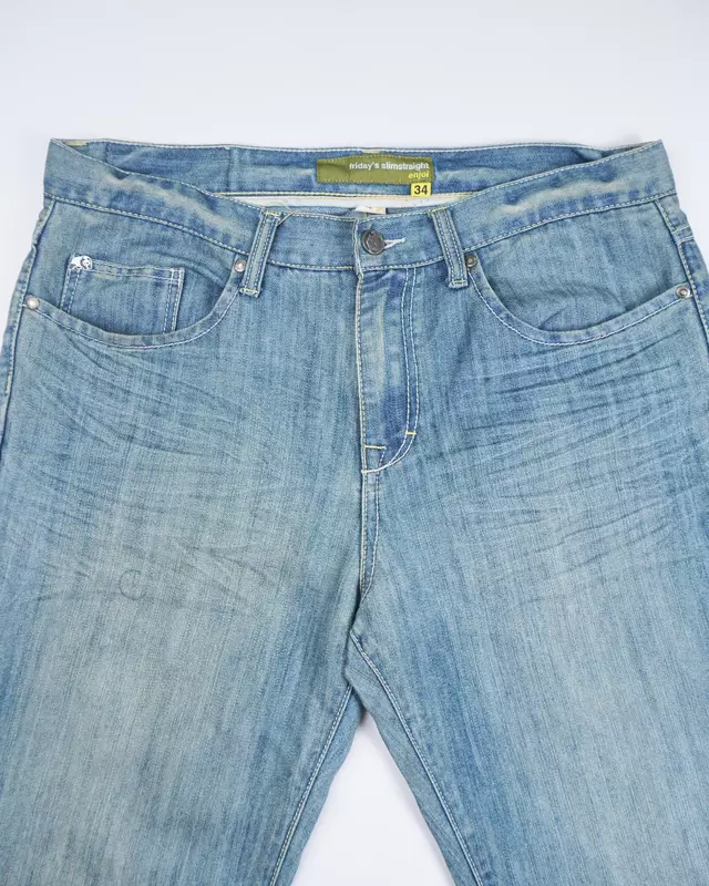 Light Wash Whiskered Slim-Straight Jeans