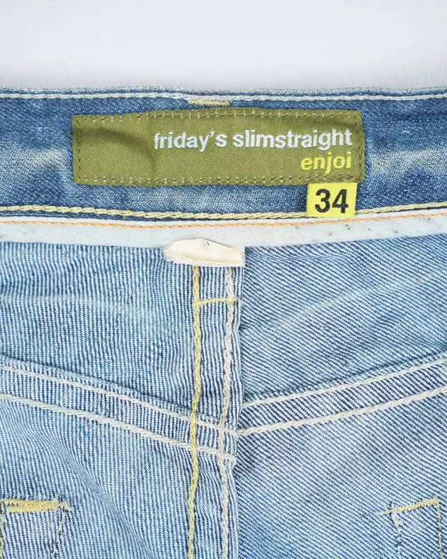 Light Wash Whiskered Slim-Straight Jeans