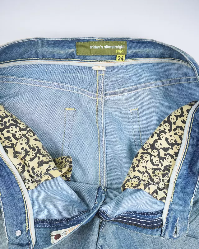 Light Wash Whiskered Slim-Straight Jeans