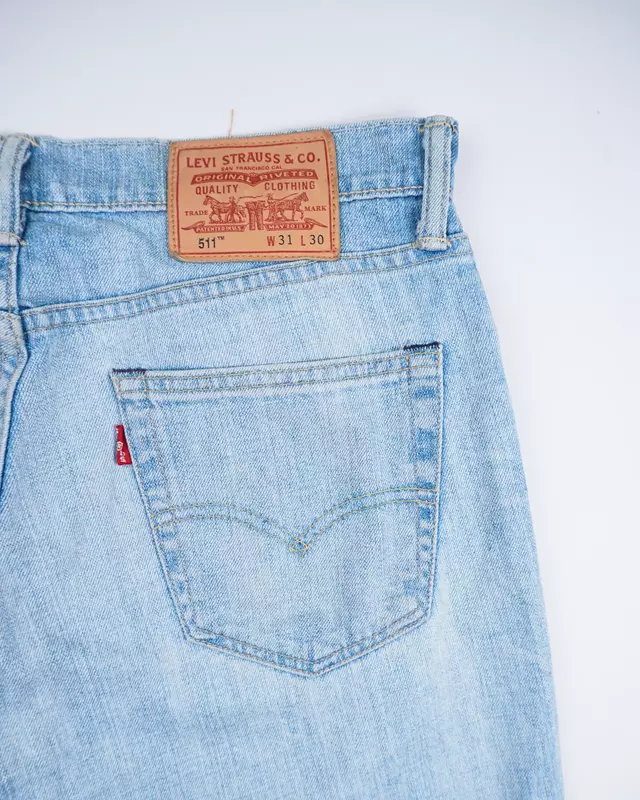 Light Blue Subtle-Shred 511-Style Denim