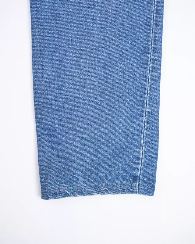 Medium Blue Leather-Paneled 501-Style Denim