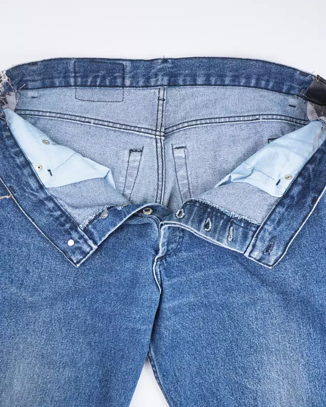 Medium Blue Leather-Paneled 501-Style Denim