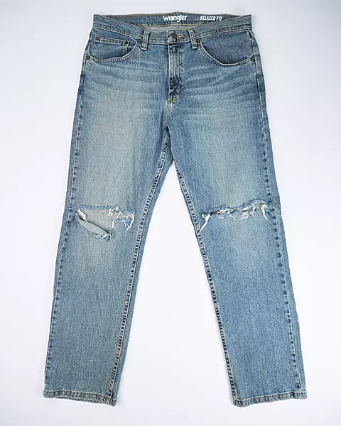 Light Wash Distressed Knee-Rip Relaxed-Fit Jeans