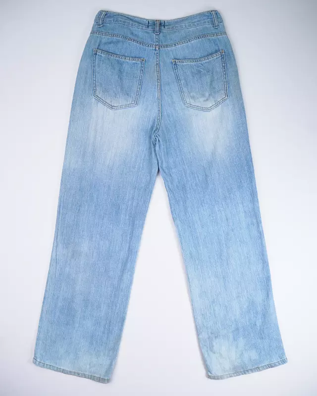 Light Blue Vintage-Fade Wide-Leg Trousers