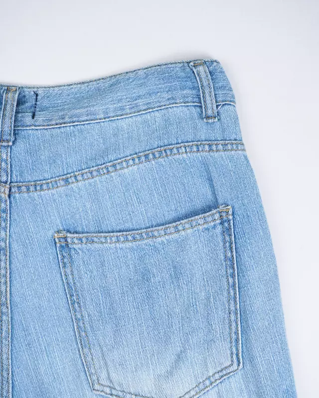 Light Blue Vintage-Fade Wide-Leg Trousers