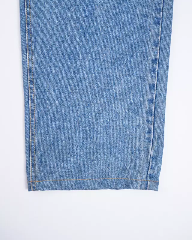 Medium Wash Distressed Knee-Slit Wide-Leg Jeans