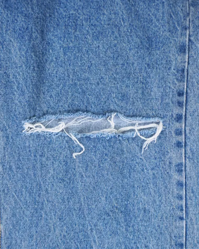 Medium Wash Distressed Knee-Slit Wide-Leg Jeans
