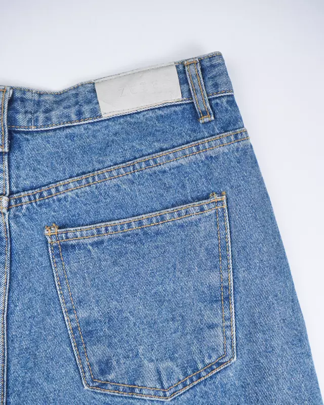 Medium Wash Distressed Knee-Slit Wide-Leg Jeans