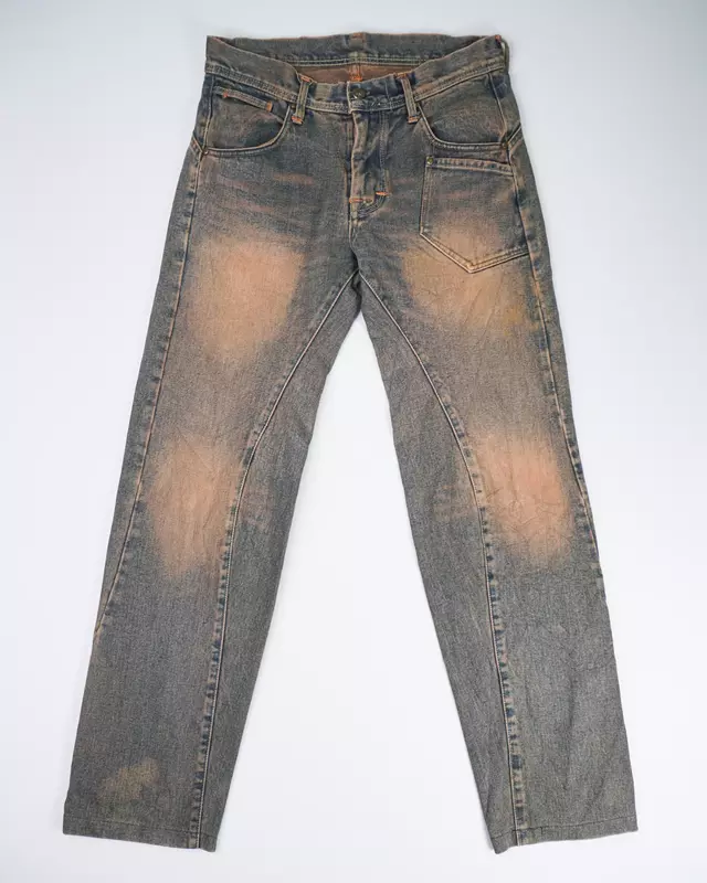 Mud-Wash Tinted Twist-Seam Straight Jeans