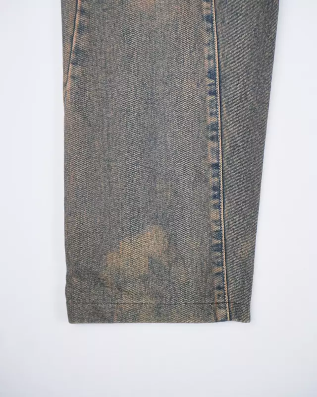 Mud-Wash Tinted Twist-Seam Straight Jeans