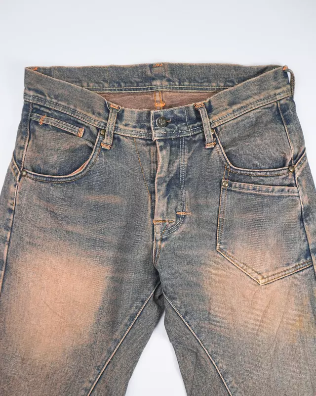Mud-Wash Tinted Twist-Seam Straight Jeans