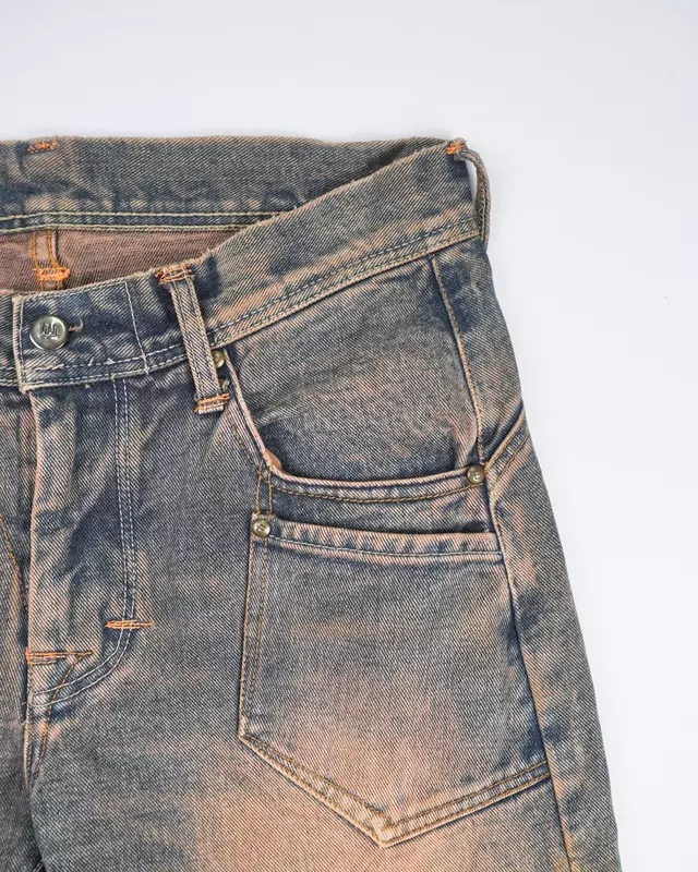 Mud-Wash Tinted Twist-Seam Straight Jeans