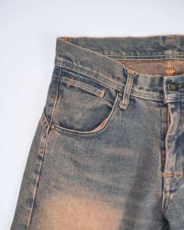 Mud-Wash Tinted Twist-Seam Straight Jeans