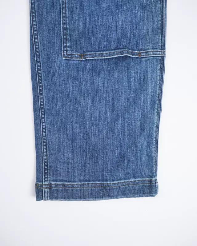 Medium Wash Utility Carpenter Straight-Leg Jeans