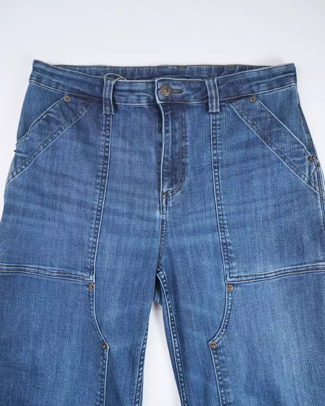 Medium Wash Utility Carpenter Straight-Leg Jeans