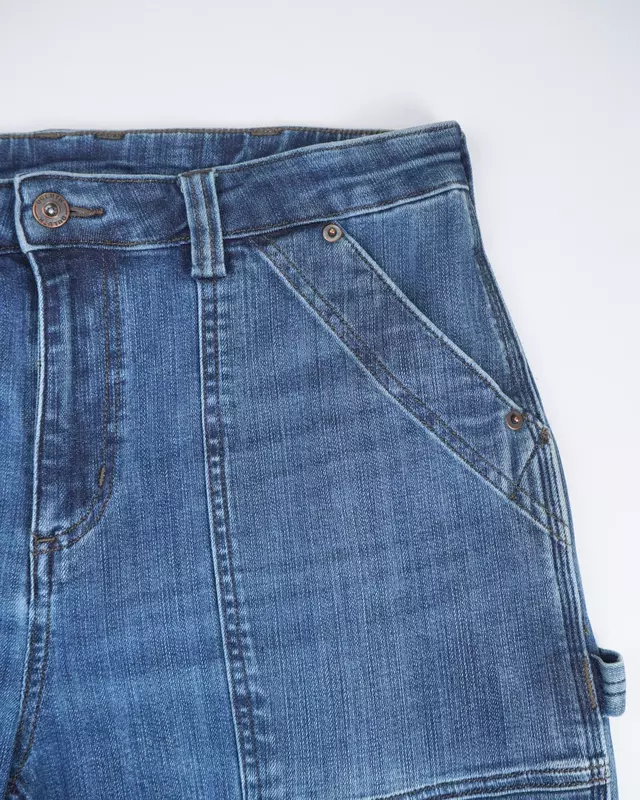 Medium Wash Utility Carpenter Straight-Leg Jeans