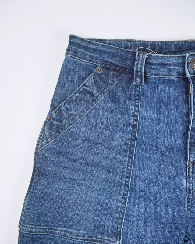 Medium Wash Utility Carpenter Straight-Leg Jeans