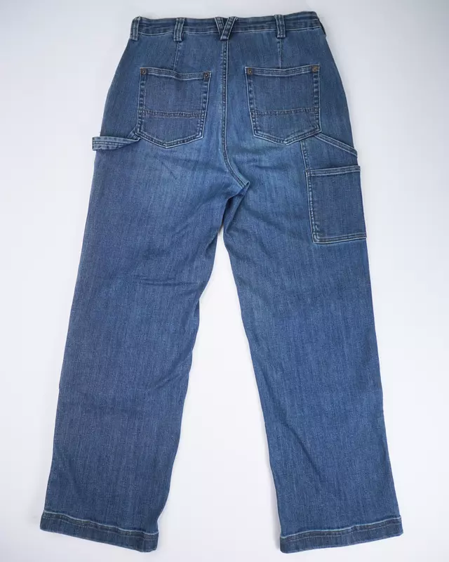Medium Wash Utility Carpenter Straight-Leg Jeans