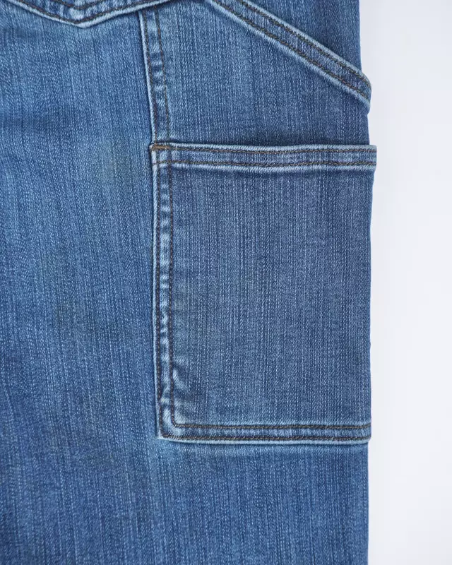 Medium Wash Utility Carpenter Straight-Leg Jeans
