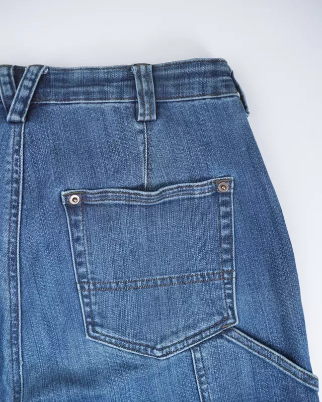 Medium Wash Utility Carpenter Straight-Leg Jeans