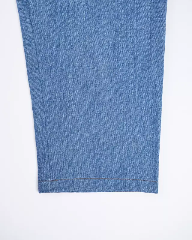 Medium Wash Pleated-Front Wide-Leg Denim Jeans