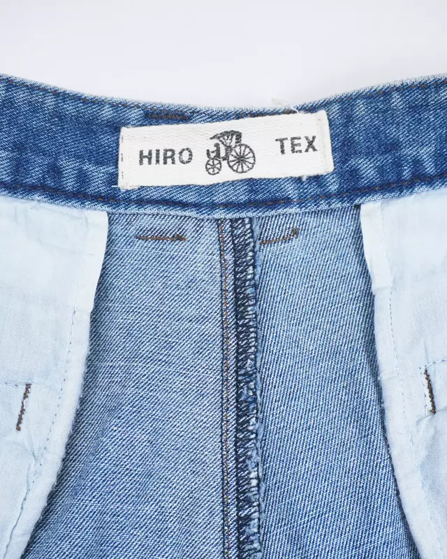 Medium Wash Pleated-Front Wide-Leg Denim Jeans