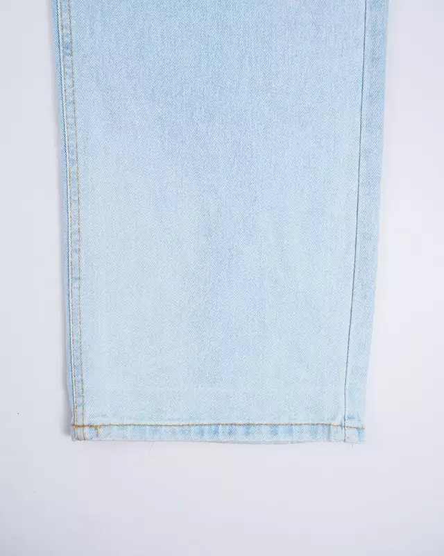 Bleached Wash Distressed Wide-Leg Jeans