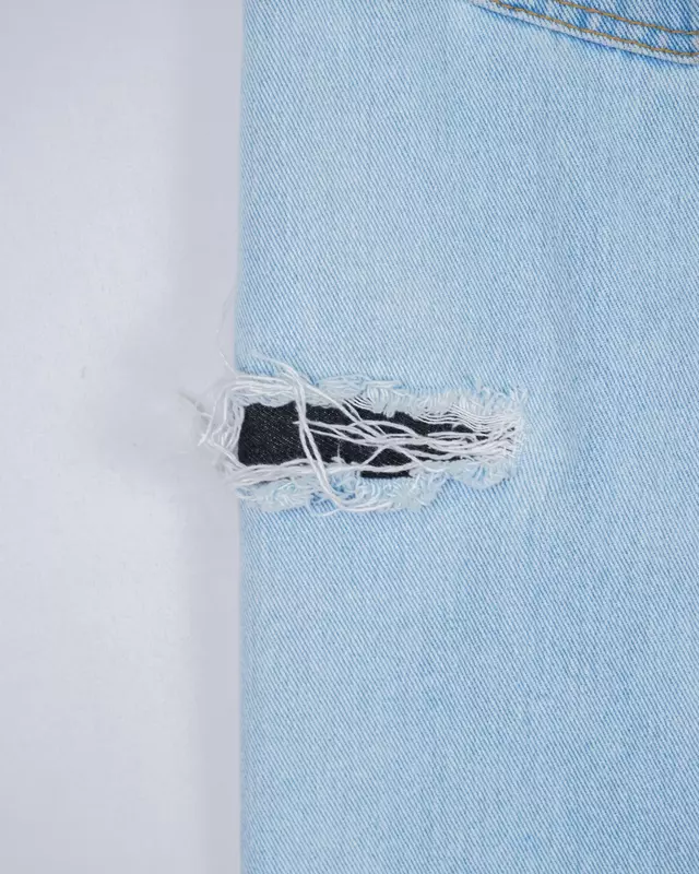 Bleached Wash Distressed Wide-Leg Jeans