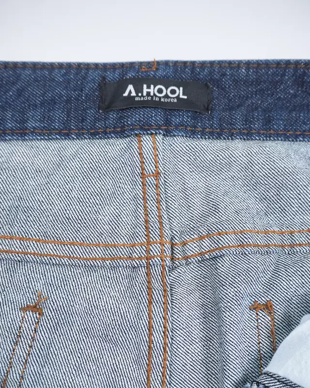 Dark Wash Distressed Center-Seam Raw-Cuff Jeans