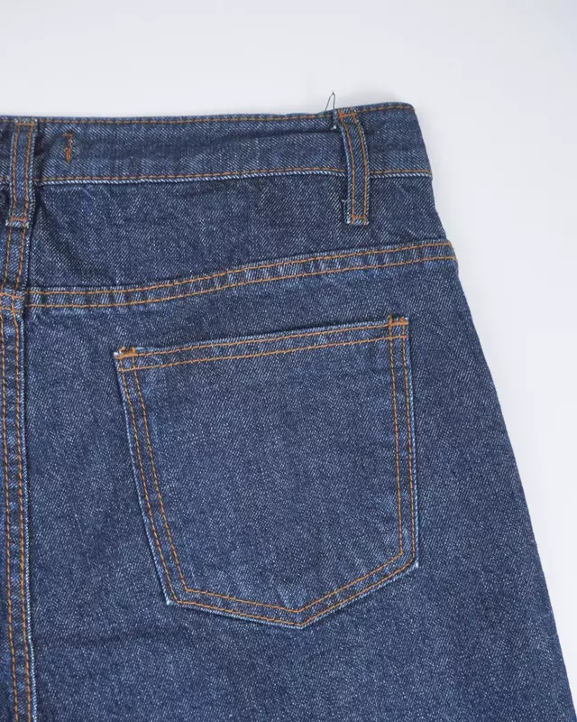 Dark Wash Distressed Center-Seam Raw-Cuff Jeans