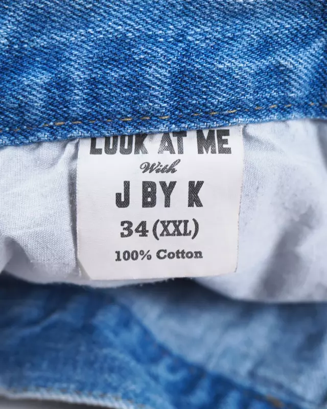 Light Blue Vintage-Wash Elastic-Band Denim Jeans