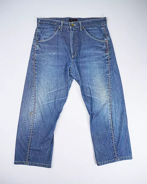 Medium Wash Twisted-Seam Engineered Relaxed Jeans