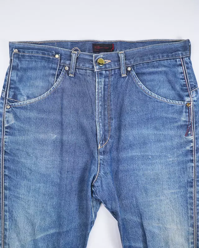 Medium Wash Twisted-Seam Engineered Relaxed Jeans