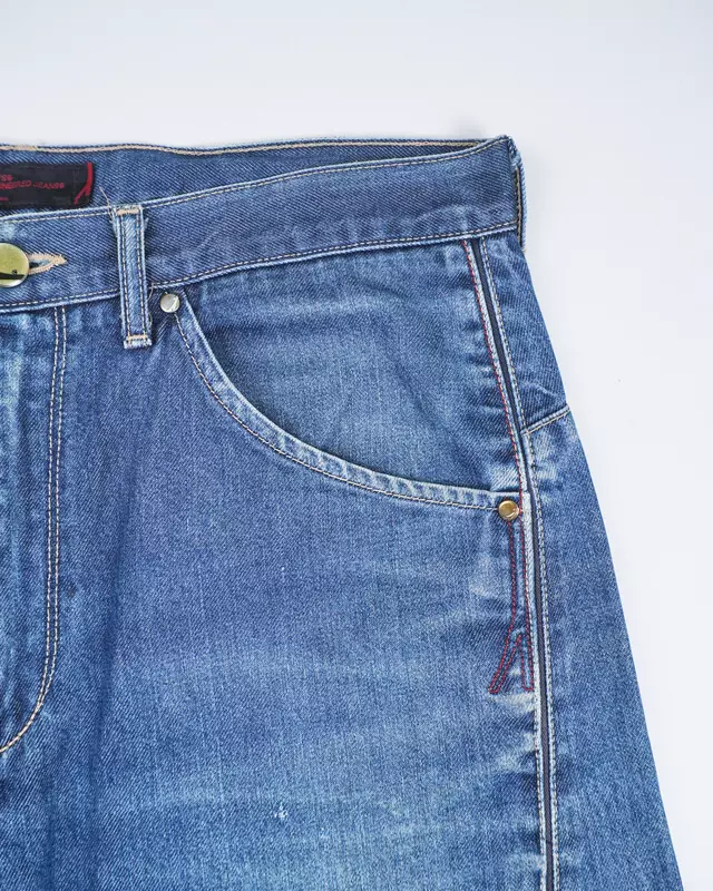 Medium Wash Twisted-Seam Engineered Relaxed Jeans
