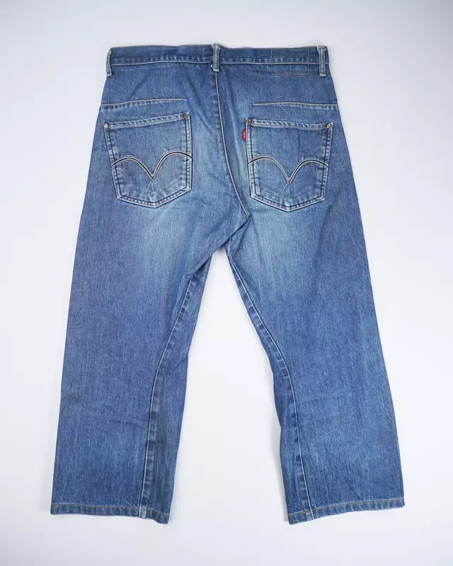 Medium Wash Twisted-Seam Engineered Relaxed Jeans