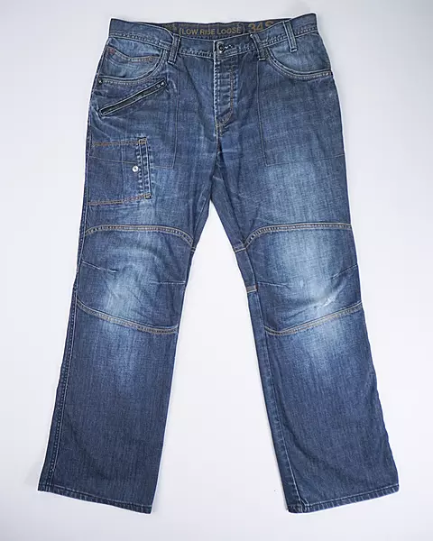 Medium Wash Multi-Pocket Moto-Style Jeans
