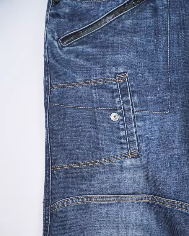 Medium Wash Multi-Pocket Moto-Style Jeans