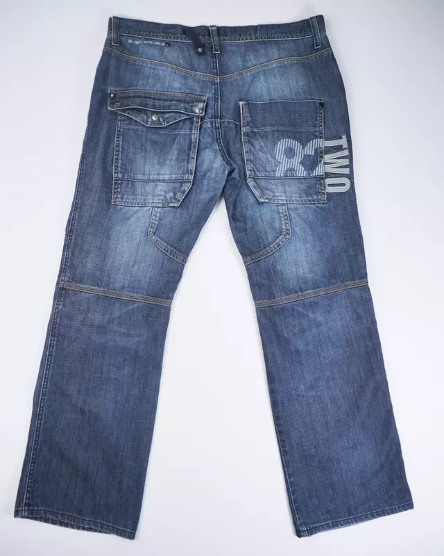 Medium Wash Multi-Pocket Moto-Style Jeans