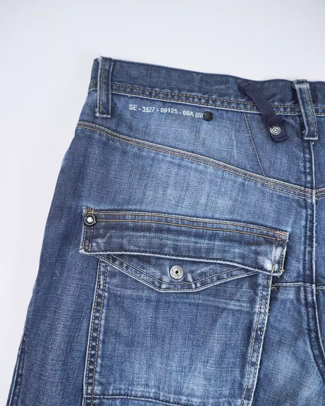 Medium Wash Multi-Pocket Moto-Style Jeans