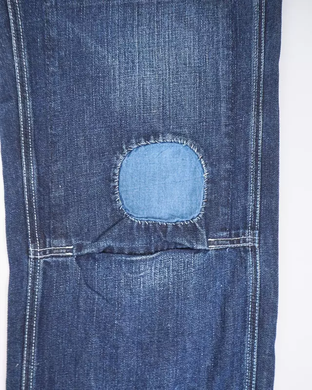 Medium Wash Workwear-Style Patch Denim Jeans
