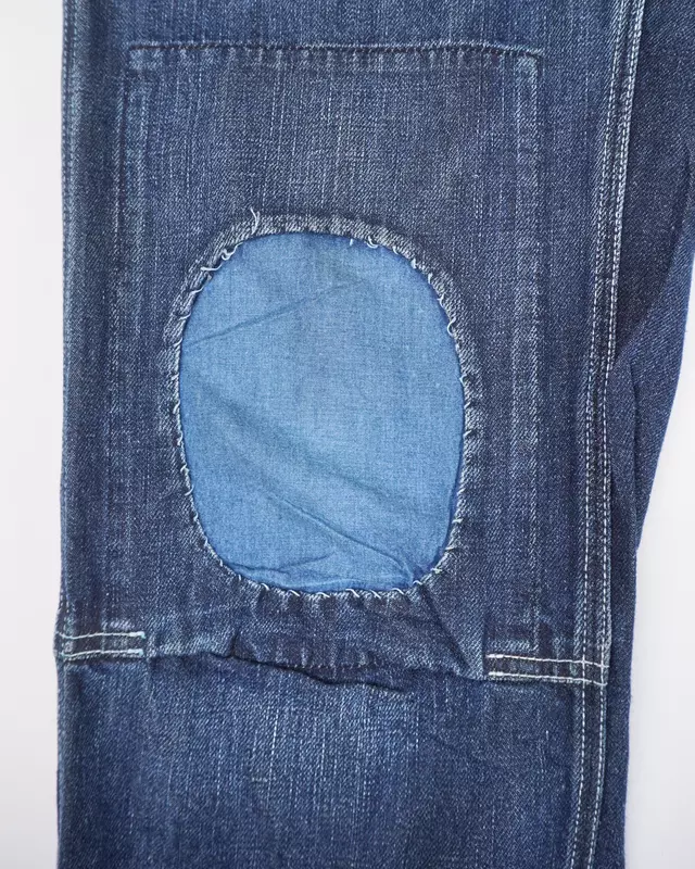 Medium Wash Workwear-Style Patch Denim Jeans