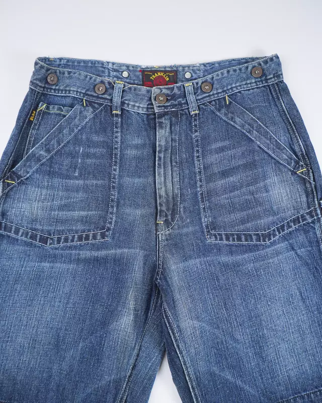 Medium Wash Workwear-Style Patch Denim Jeans