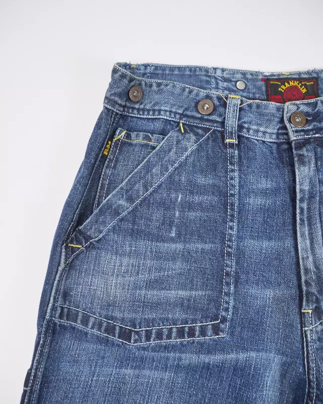 Medium Wash Workwear-Style Patch Denim Jeans