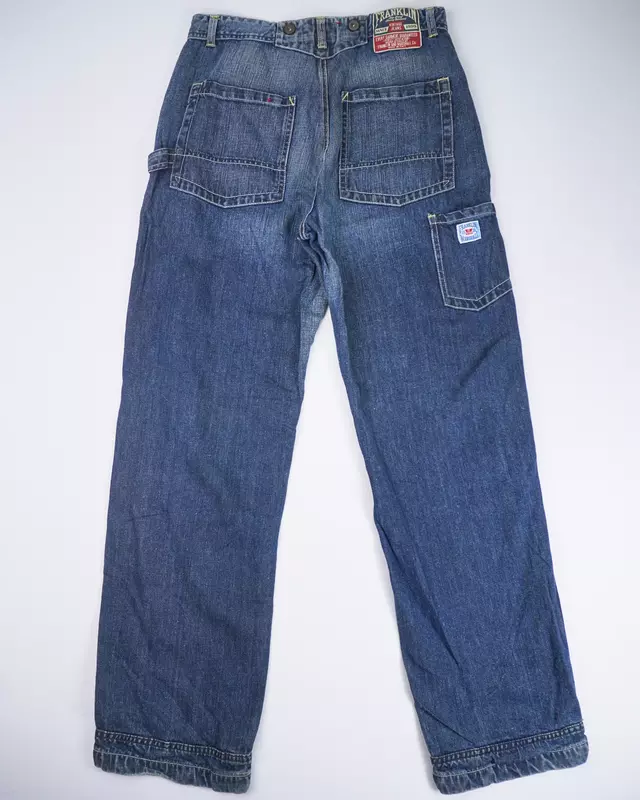 Medium Wash Workwear-Style Patch Denim Jeans