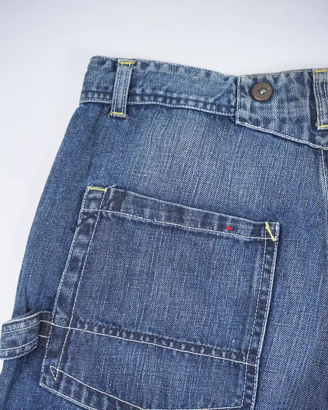 Medium Wash Workwear-Style Patch Denim Jeans