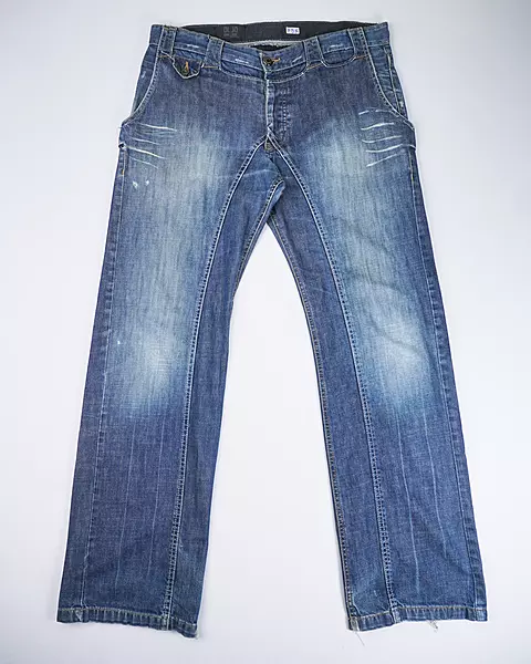 Medium Wash Curved-Inseam Engineered Straight Jeans