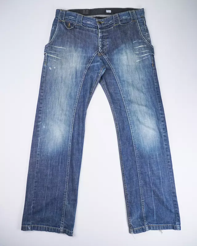 Medium Wash Curved-Inseam Engineered Straight Jeans