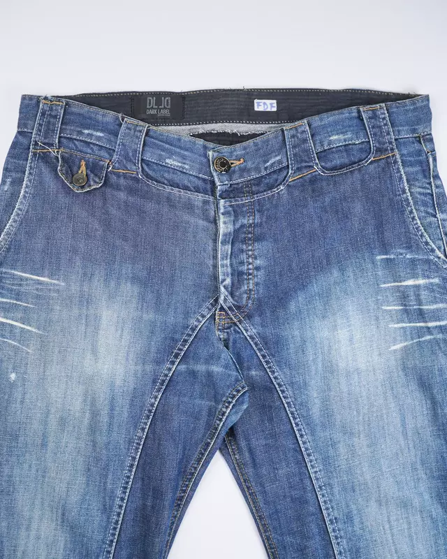 Medium Wash Curved-Inseam Engineered Straight Jeans