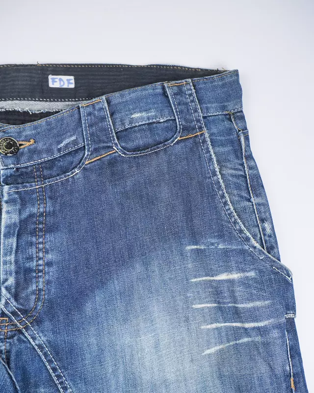 Medium Wash Curved-Inseam Engineered Straight Jeans